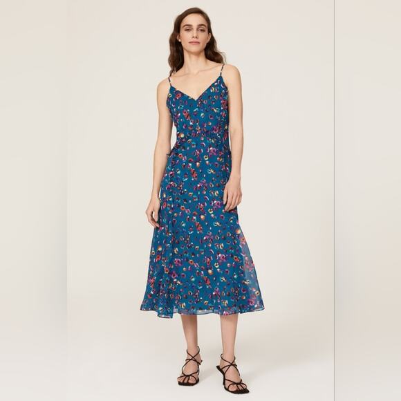 Jason Wu Dresses & Skirts - RTR sz4 Jason Wu Collective Blue Leopard floral Midi Dress printed chiffon